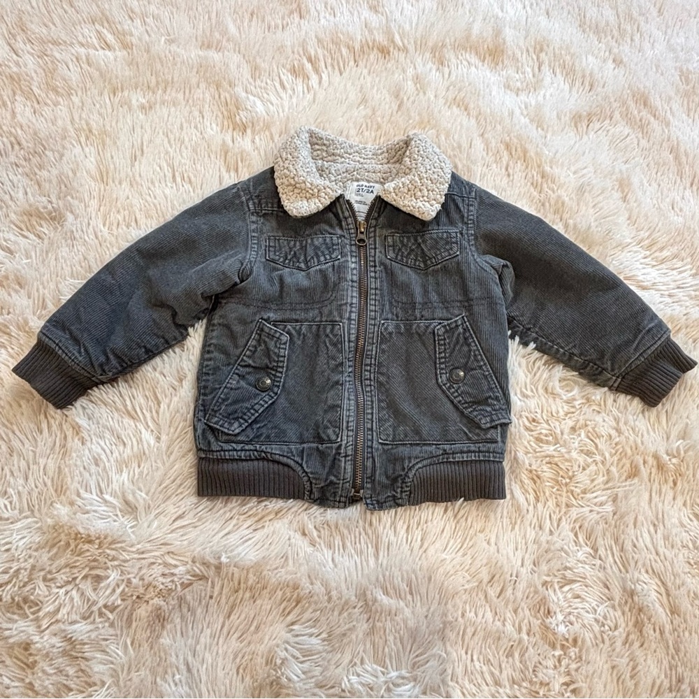 Old Navy Gray Jacket with Sherpa Collar size 2T